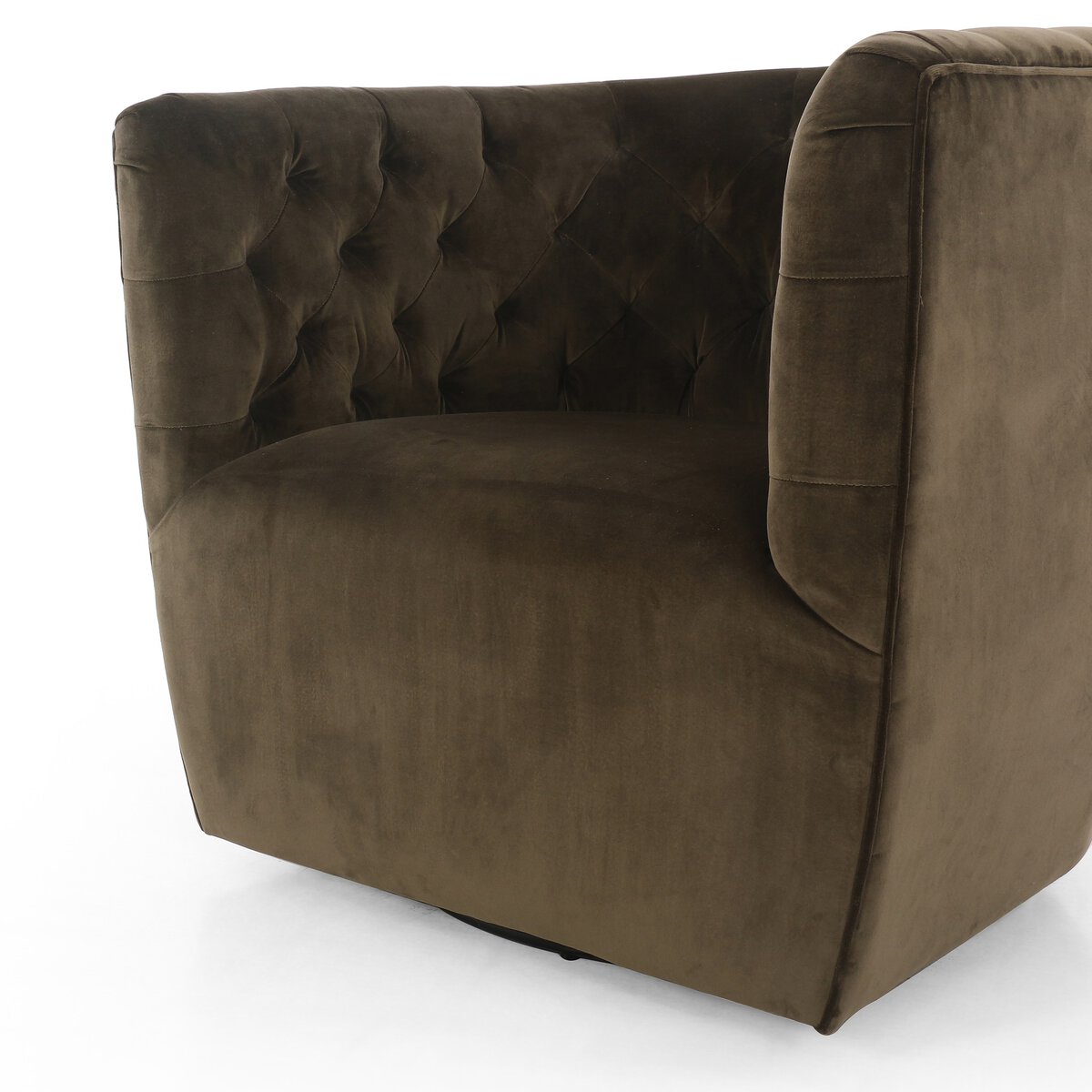 Hanover Olive Green Velvet Swivel Chair