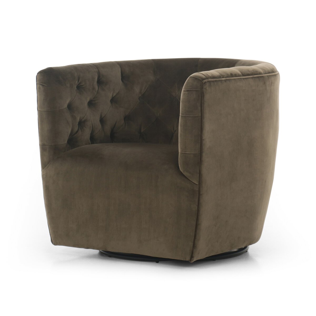 Hanover Olive Green Velvet Swivel Chair