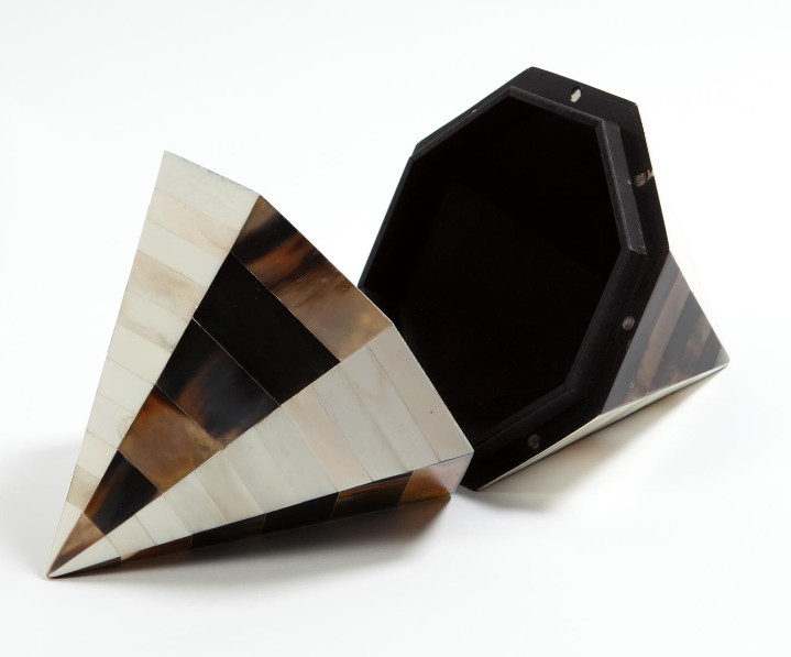Triangle Cone Box-Brown Horn/White Bone