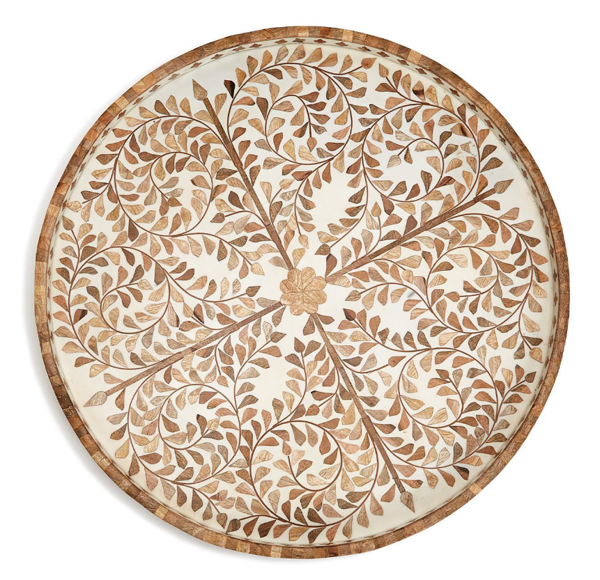 Jaipur Palace Natural/White Round Serving Tray (Copy)