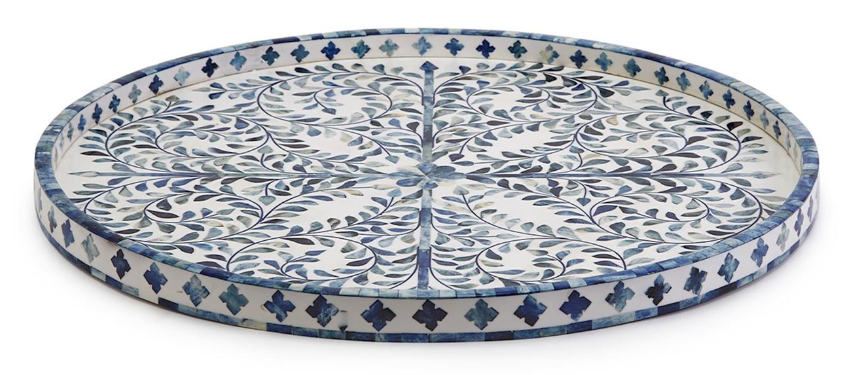 Jaipur Palace Blue/White Round Serving Tray