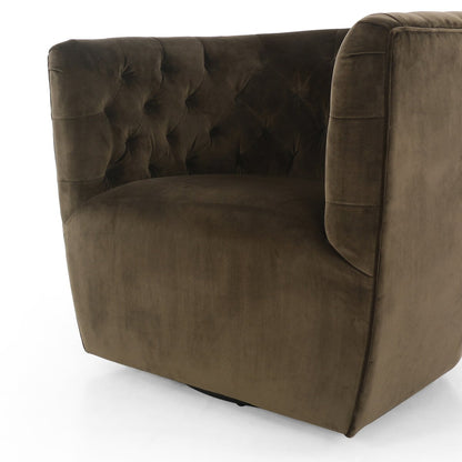 Hanover Olive Green Velvet Swivel Chair