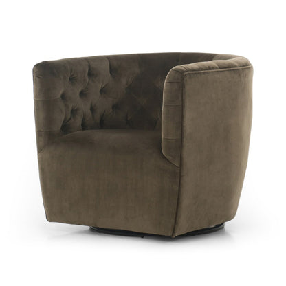 Hanover Olive Green Velvet Swivel Chair