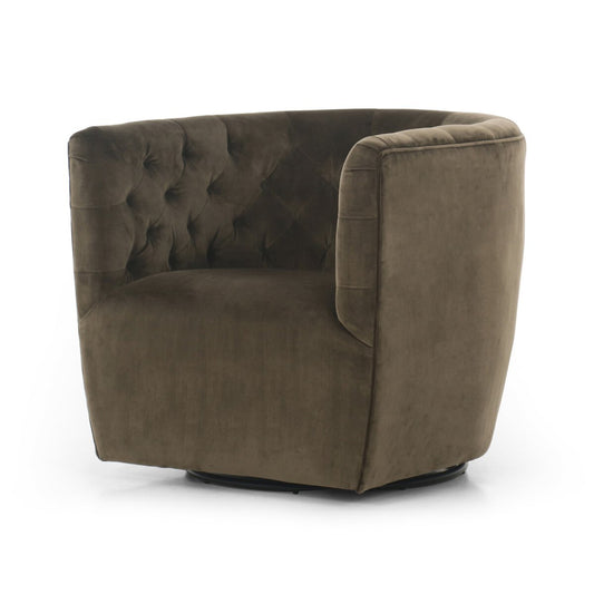 Hanover Olive Green Velvet Swivel Chair