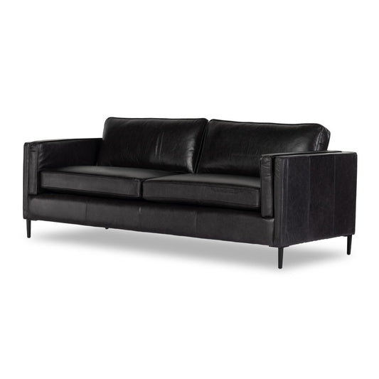 Emery Black Leather Sofa