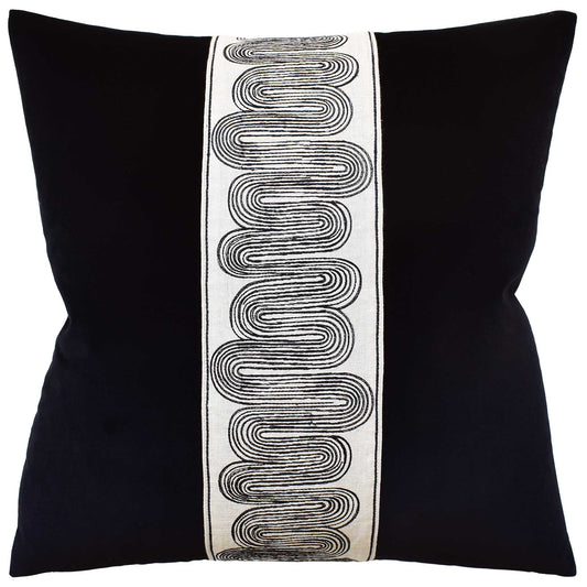 Giorgio Linen Ischia Tape (Noir) Handmade Pillow