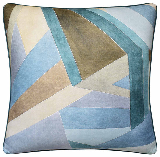 Roulade Print (Aqua/Dune) Handmade Pillow