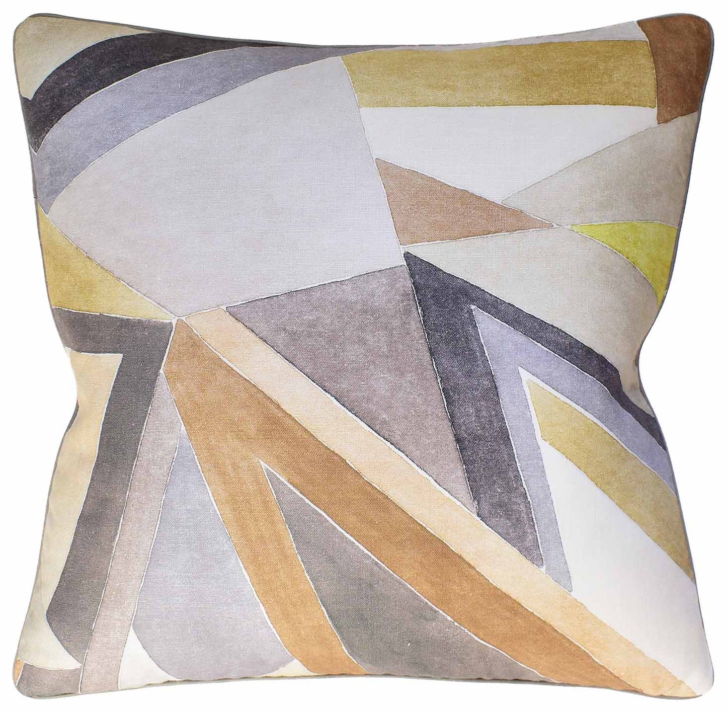 Roulade Print (Citron/Stone) Handmade Pillow