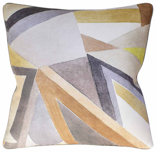 Roulade Print (Citron/Stone) Handmade Pillow