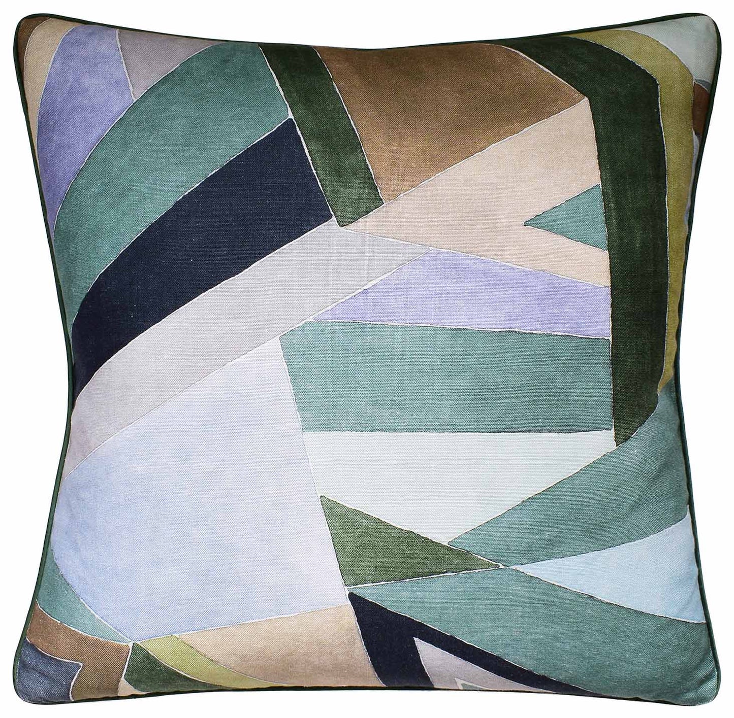 Roulade Print (Juniper/Buff) Handmade Pillow