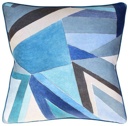 Roulade Print (Navy/Teal) Handmade Pillow