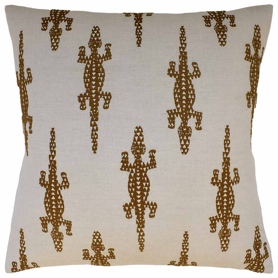 Baracoa Embroidery (Brown) Handmade Pillow