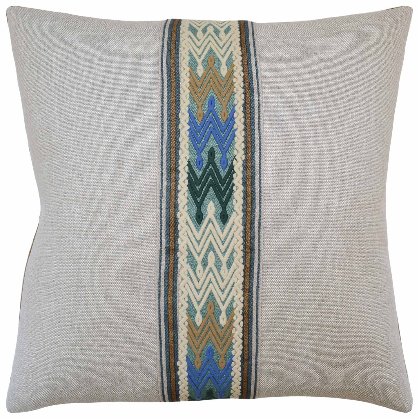 Giorgio Linen Tana Tape (Lagoon/Teal) Handmade Pillow