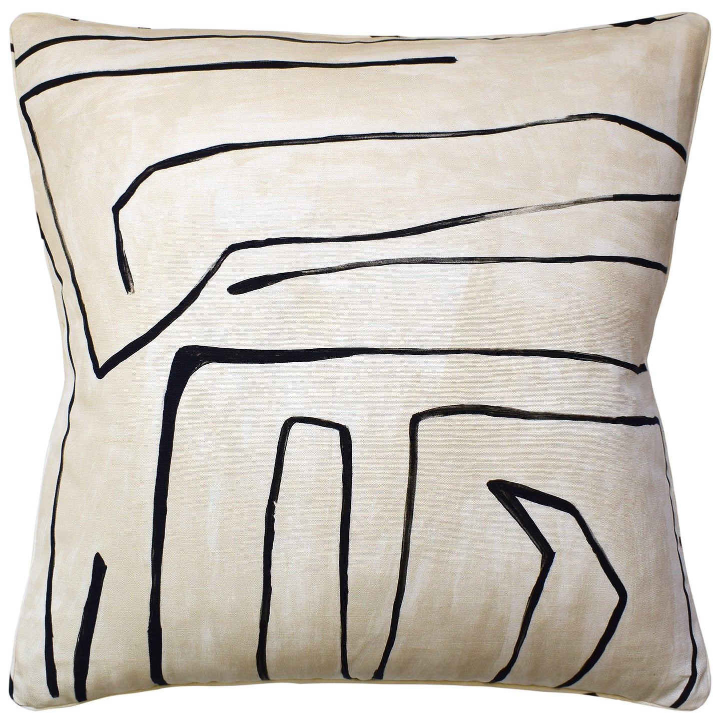 Graffito (Linen/Onyx) Handmade Pillow