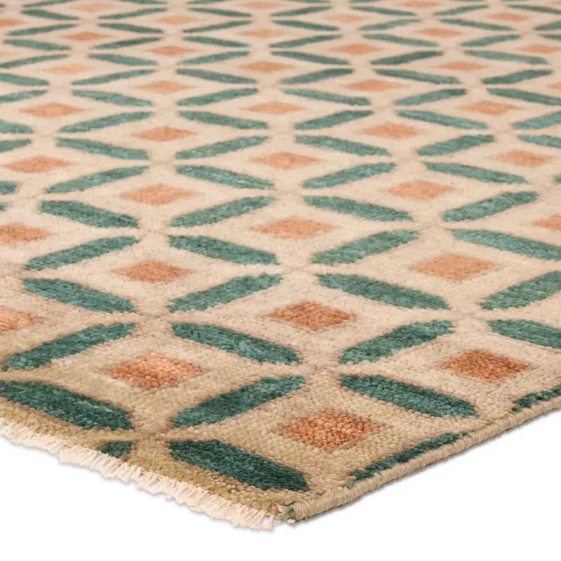 Cera Teal/Clay Handmade Rug