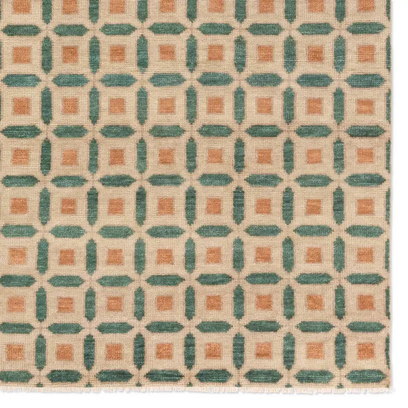 Cera Teal/Clay Handmade Rug