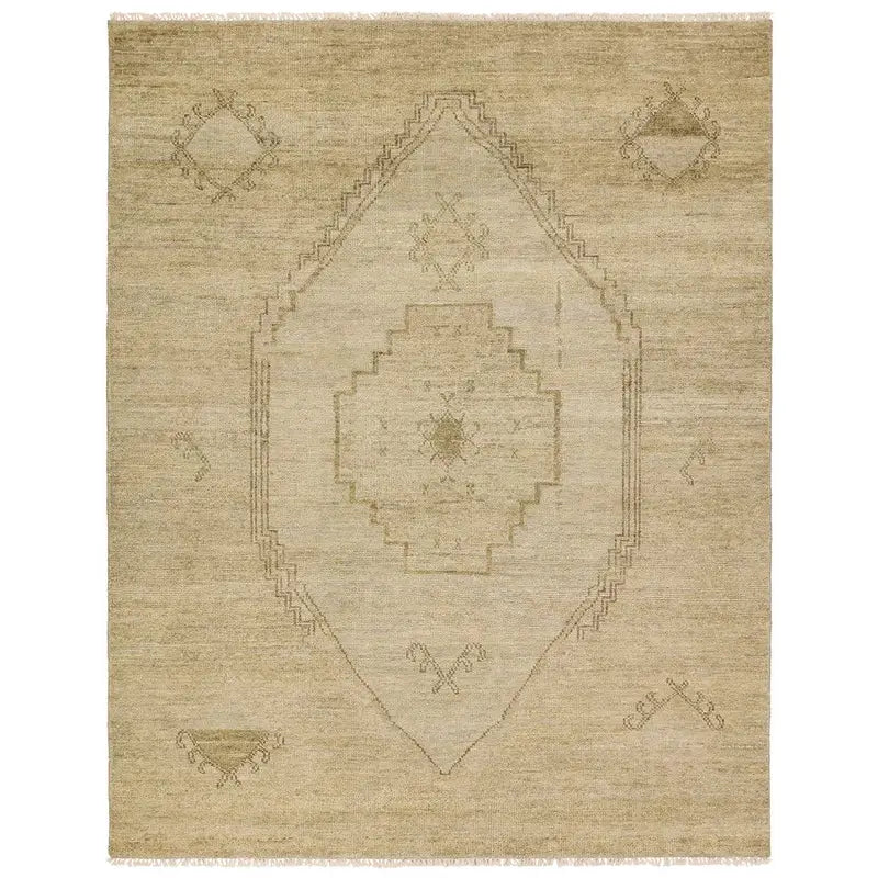 Jinsen Olive/Neutral Handmade Rug