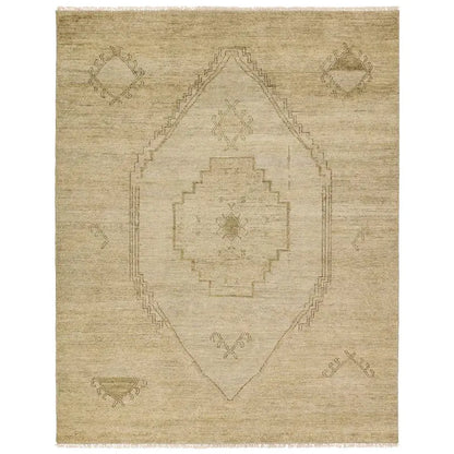 Jinsen Olive/Neutral Handmade Rug