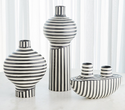 Colbert Vase - Black/White - Short